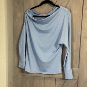 Lily Pulitzer Light Blue Draped Neck Long Sleeve Women's Blouse